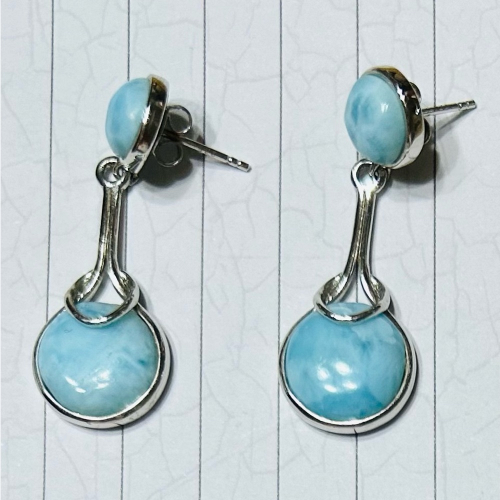 Larimar & 925 silver dangle earrings.  New condition.